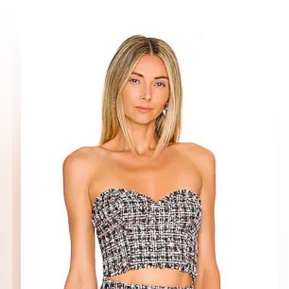 MAJORELLE Bia Bustier Top in Candy Shop Tweed
